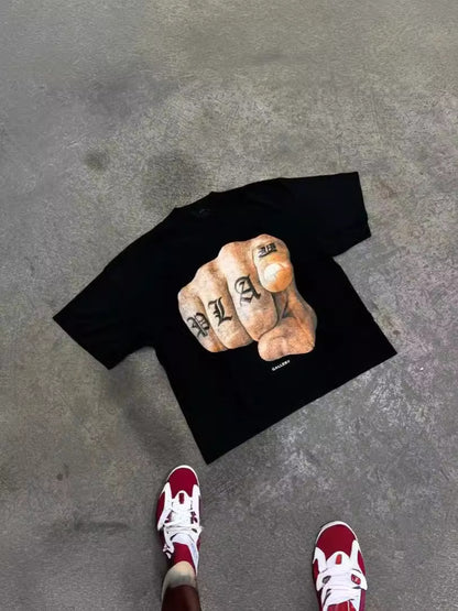 Y2K Hip Hop Graphic Cotton T-Shirt